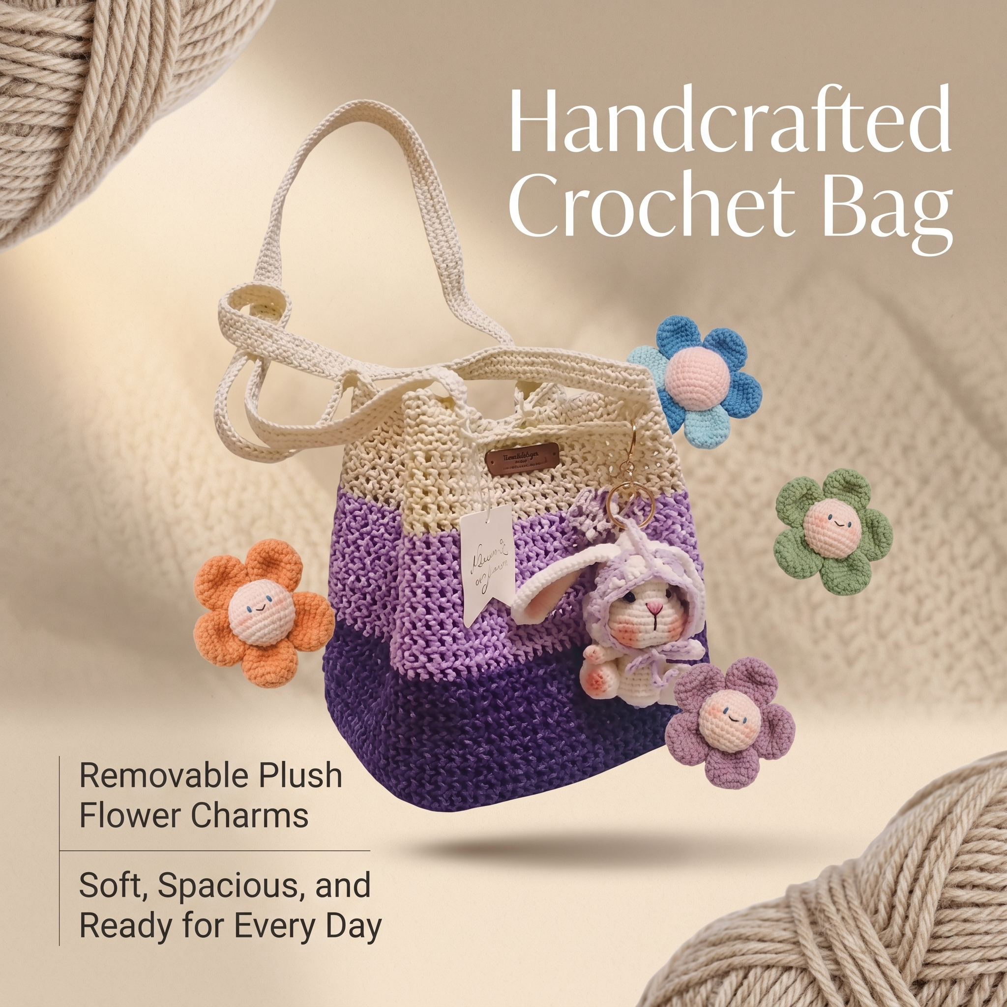 HANDCRAFTED CROCHET STRIPED BAG