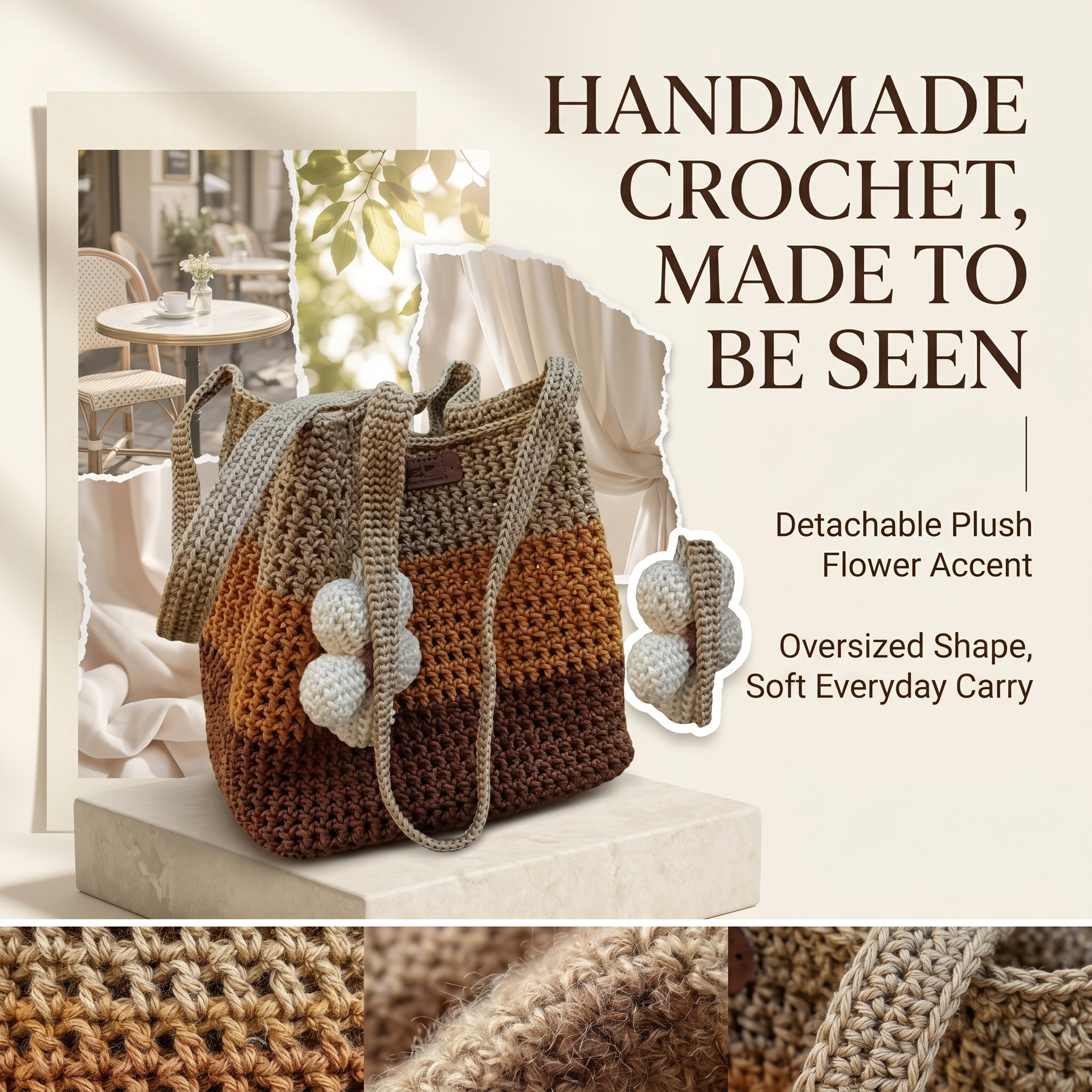 HANDCRAFTED CROCHET STRIPED BAG
