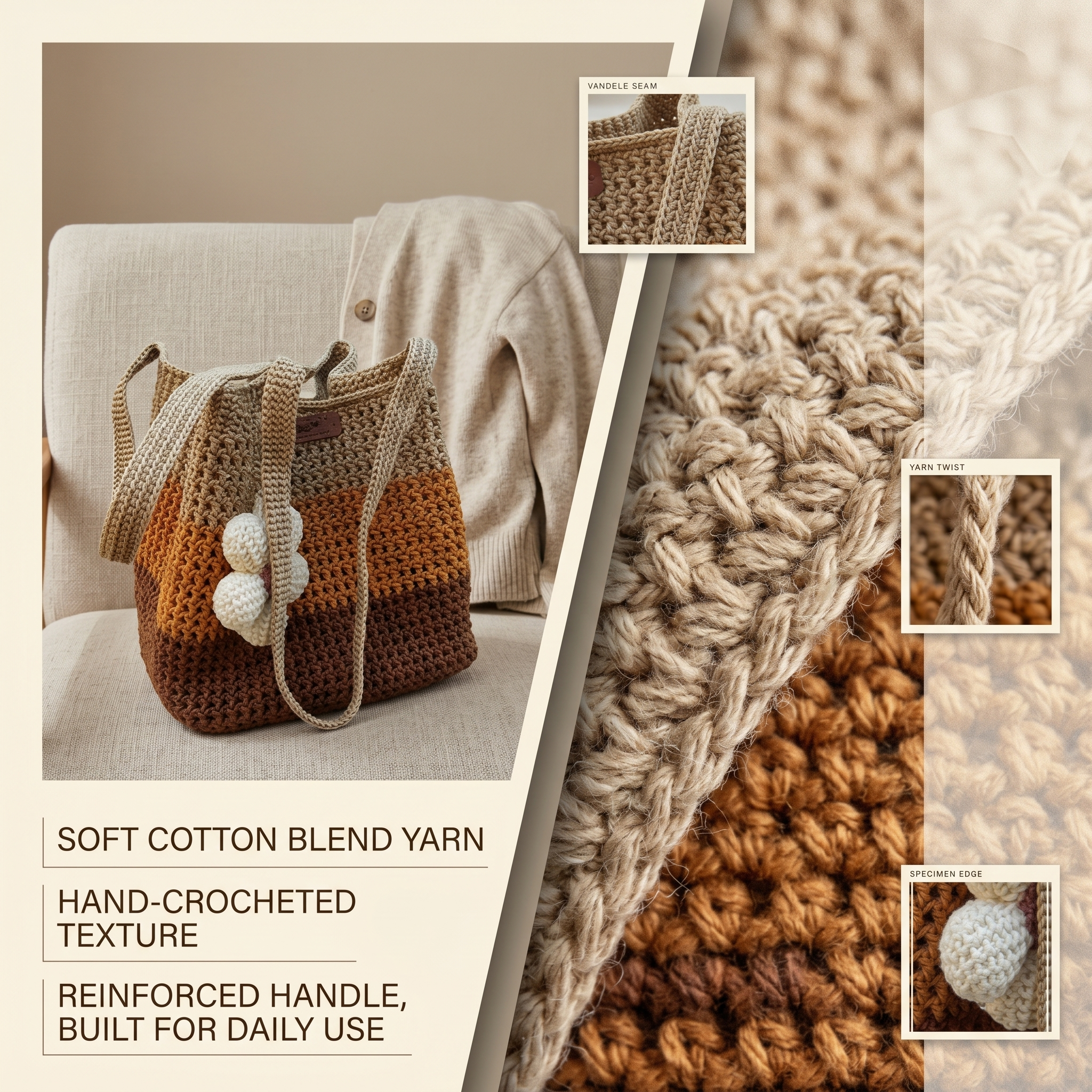 HANDCRAFTED CROCHET STRIPED BAG
