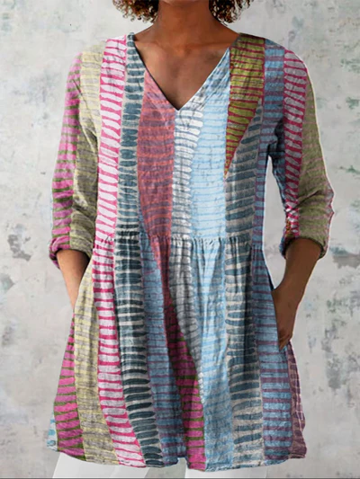 Long Blouse with V-Neck