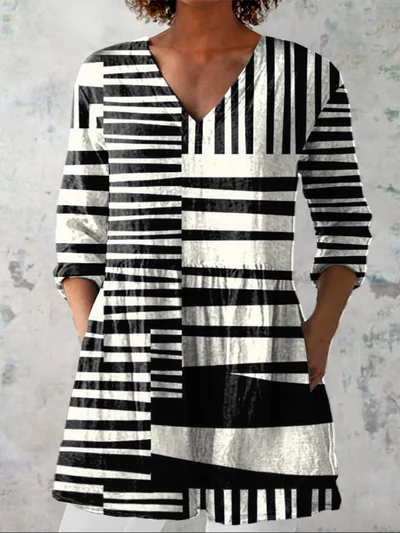 Long Blouse with V-Neck