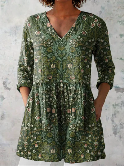 Long Blouse with V-Neck
