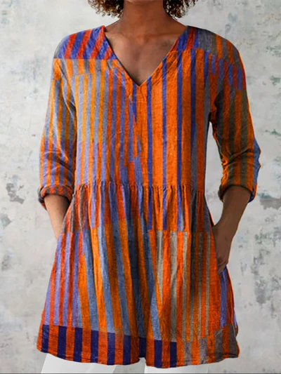 Long Blouse with V-Neck