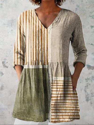 Long Blouse with V-Neck