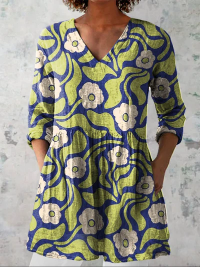 Long Blouse with V-Neck