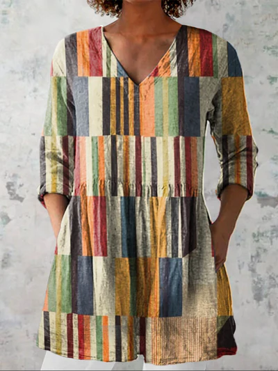Long Blouse with V-Neck