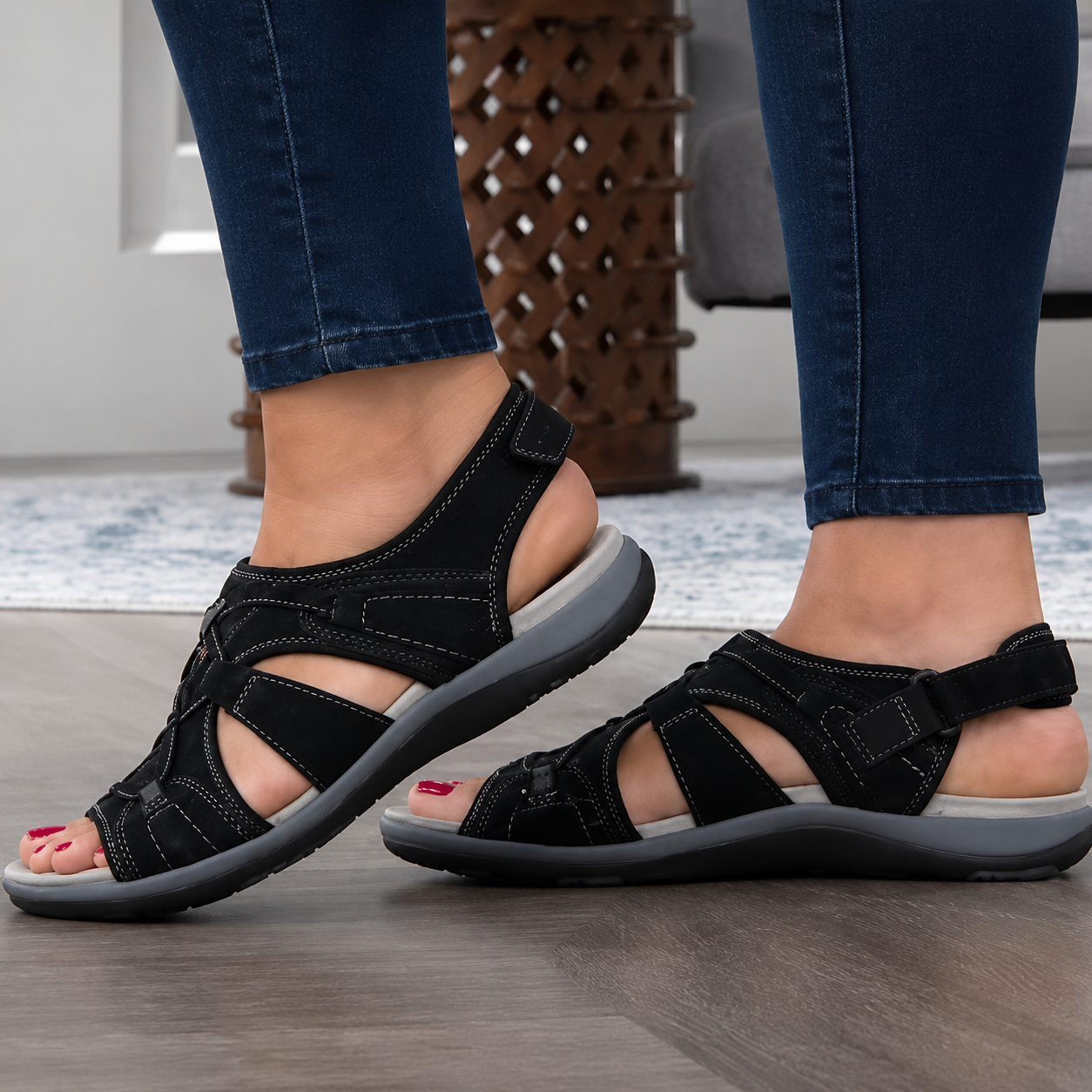 Retro women's sandals, orthotic shoes, relieve foot pain