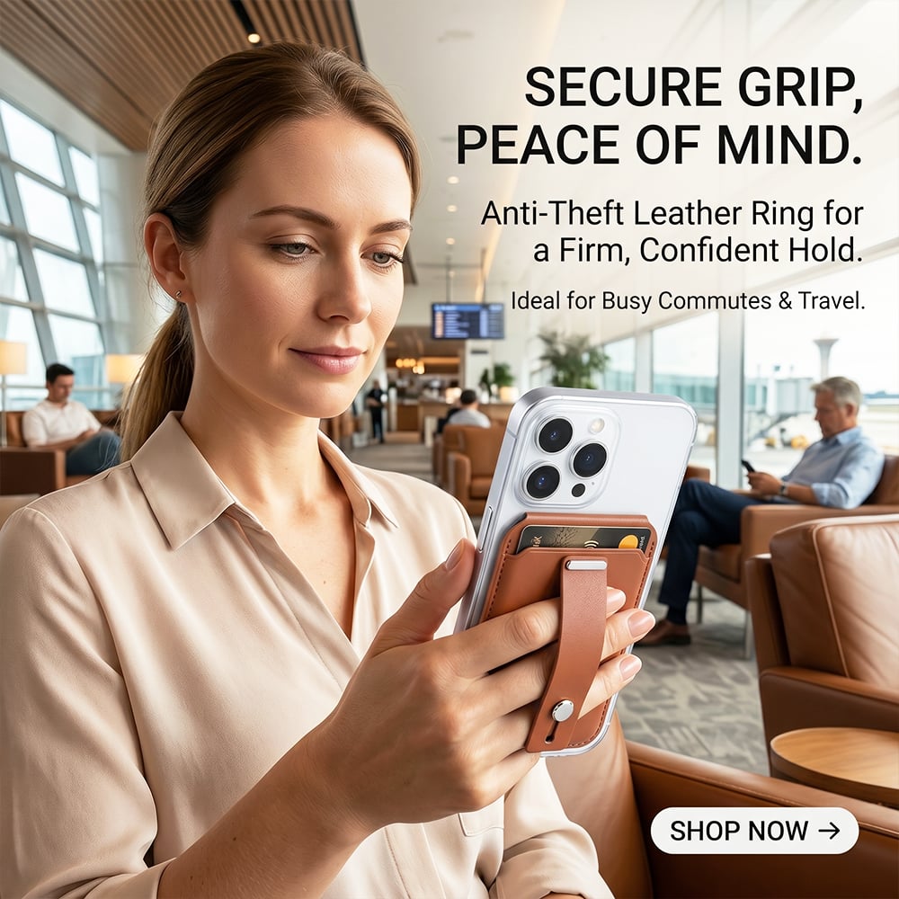 📱🧲Magnetic Wallet with GPS Tracking – Slim 2-Card Holder with Stand & Security Ring