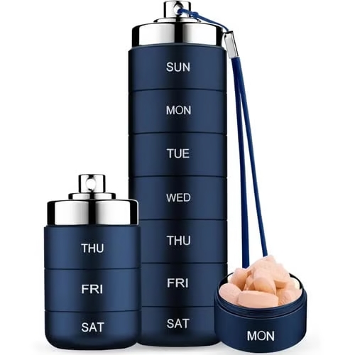 Portable Weekly Pill Organizer – Premium Aluminum Travel Pill Case with 7-Day Compartments