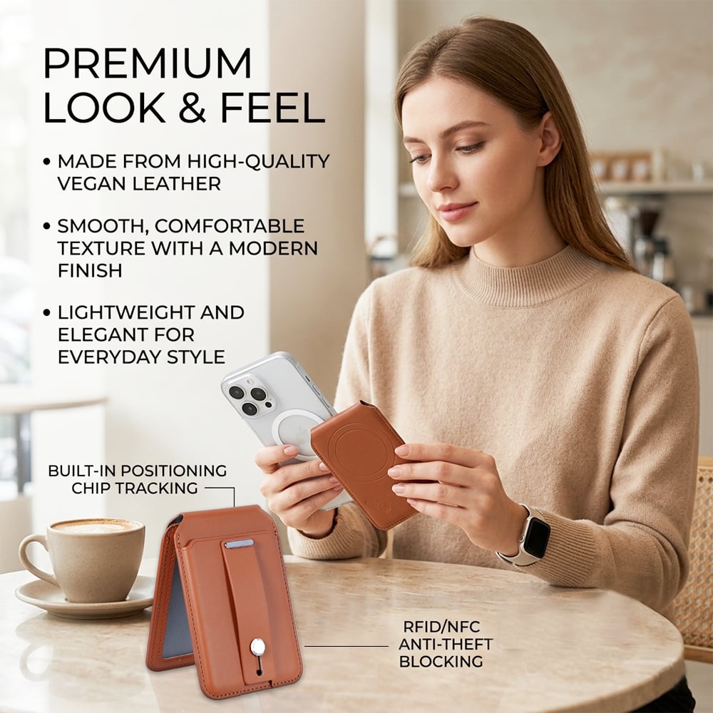 📱🧲Magnetic Wallet with GPS Tracking – Slim 2-Card Holder with Stand & Security Ring