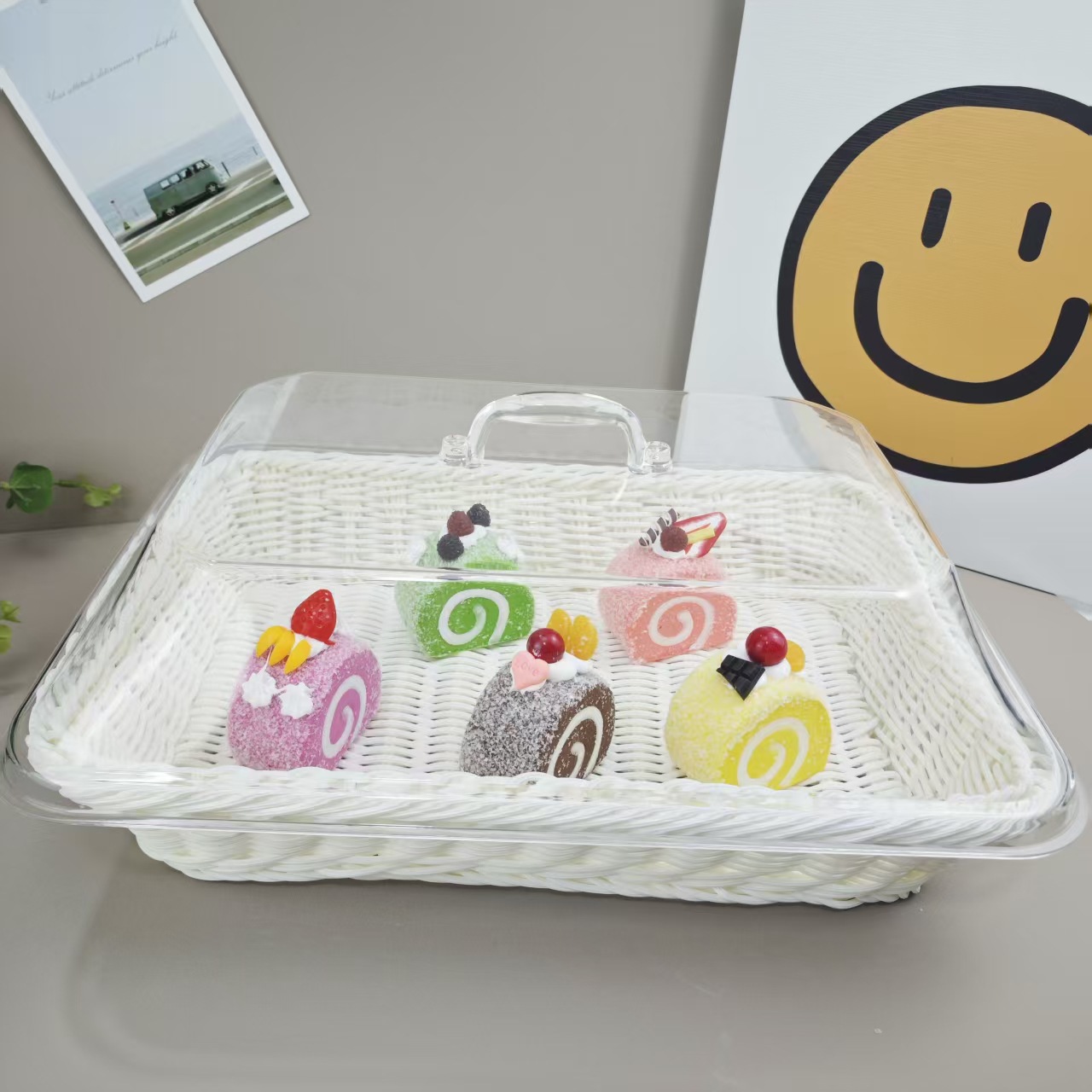 Woven Serving Basket with Clear Acrylic Cover 🧺✨