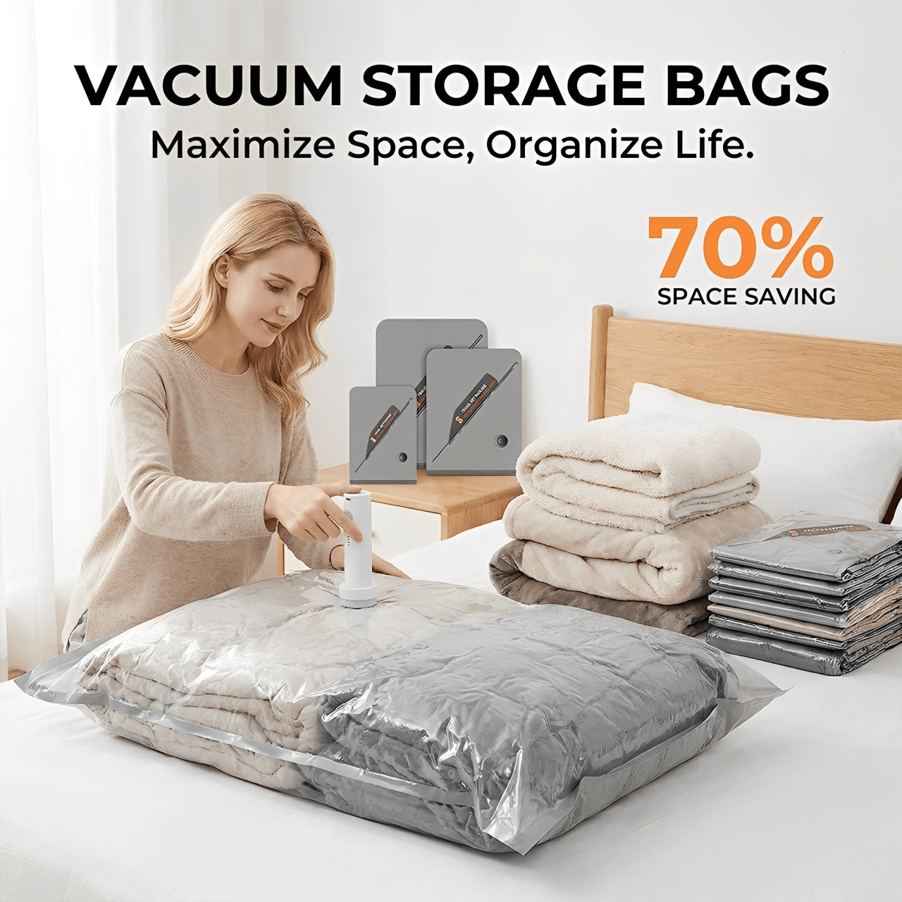 🧳 Cordless Travel Vacuum Storage Bag Set
