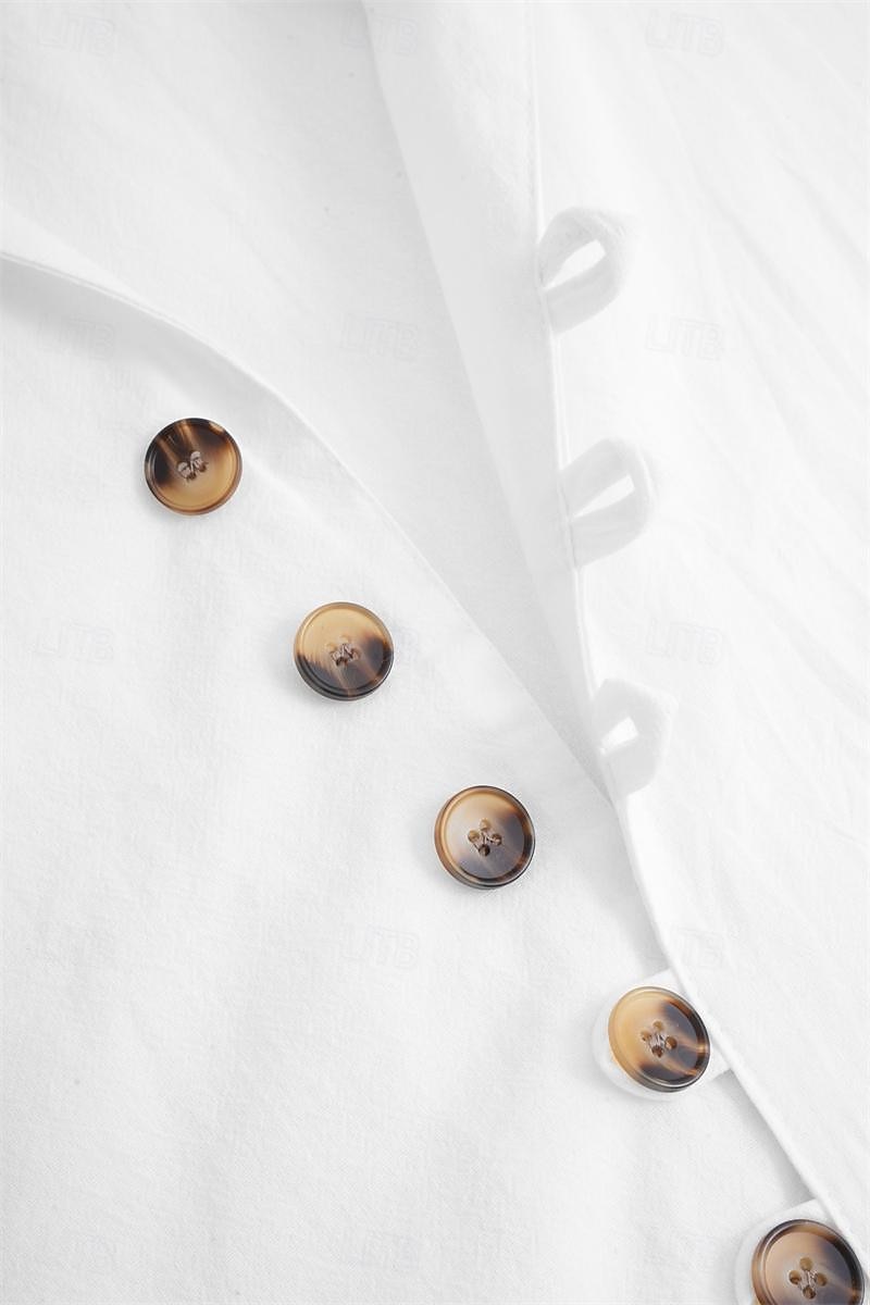 Men's Shirt Linen Shirt Summer Shirt Elegant Button Up Shirt Casual Shirt Black White Pink Blue Long Sleeve Plain Band Collar Summer Spring &  Fall Daily Vacation Clothing Apparel 2026 - BHD 10.89 &ndash;P5