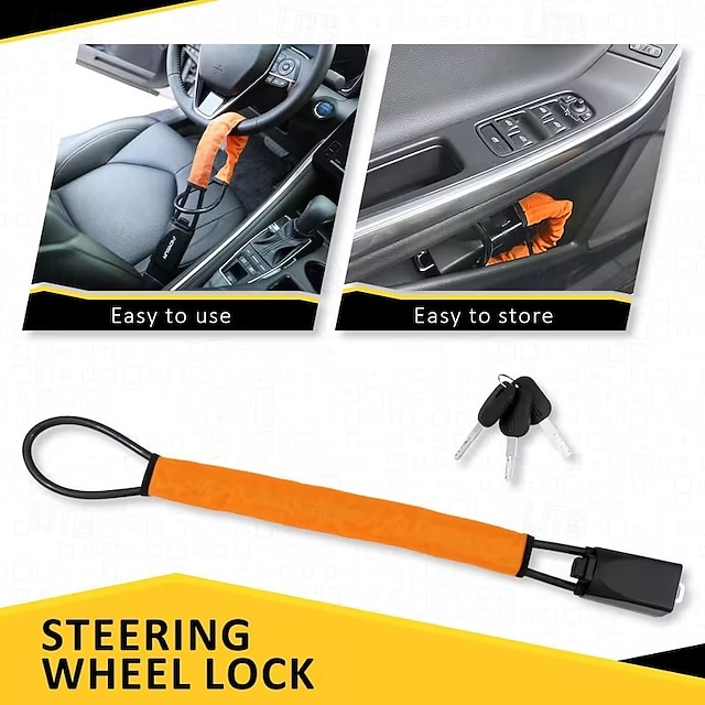 Universal Steering Wheel Lock - Compact Multi-functional Automotive Security Device Suitable For Most Vehicles Suvs And Golf Carts