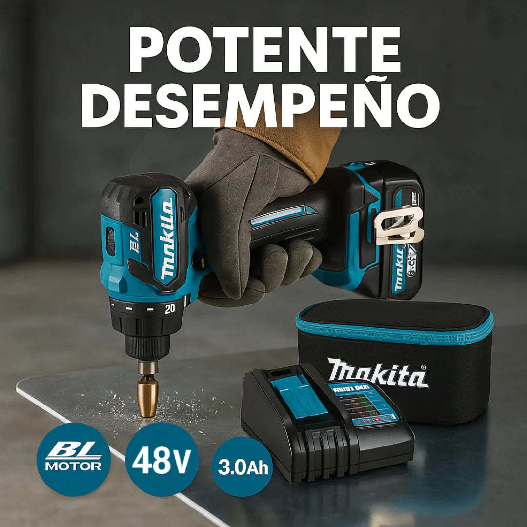 TALADRO INALÁMBRICO con PERCUTOR + 24 ACCESORIOS + 2 BATERIAS 48V