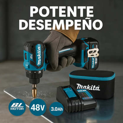 TALADRO INALÁMBRICO con PERCUTOR + 24 ACCESORIOS + 2 BATERIAS 48V