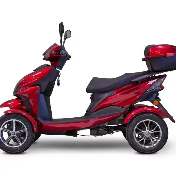 El vehículo recreativo eléctrico de tres ruedas Velocity Fast Deluxe de alto rendimiento está diseñado específicamente para personas mayores. Alcanza una velocidad máxima de 24 km/h y tiene una autonomía de 64 km con una sola carga