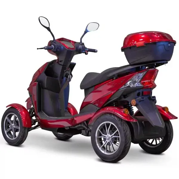 El vehículo recreativo eléctrico de tres ruedas Velocity Fast Deluxe de alto rendimiento está diseñado específicamente para personas mayores. Alcanza una velocidad máxima de 24 km/h y tiene una autonomía de 64 km con una sola carga
