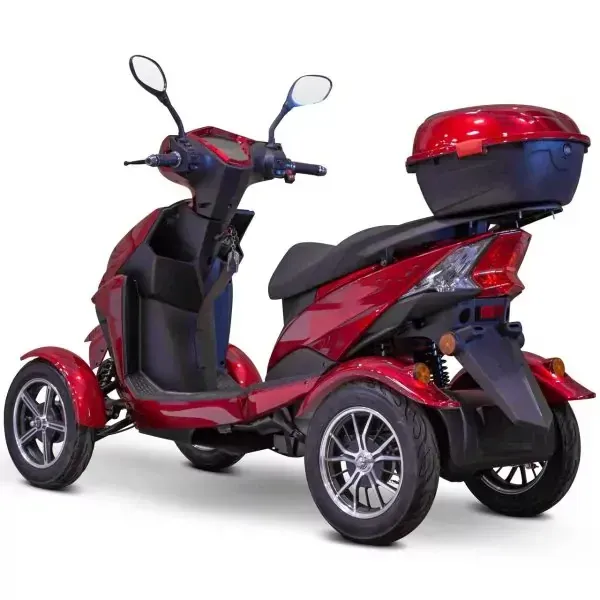 El vehículo recreativo eléctrico de tres ruedas Velocity Fast Deluxe de alto rendimiento está diseñado específicamente para personas mayores. Alcanza una velocidad máxima de 24 km/h y tiene una autonomía de 64 km con una sola carga