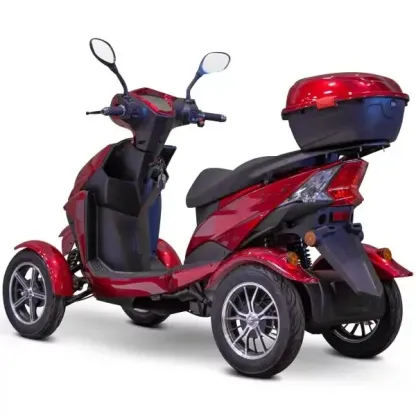 El vehículo recreativo eléctrico de tres ruedas Velocity Fast Deluxe de alto rendimiento está diseñado específicamente para personas mayores. Alcanza una velocidad máxima de 24 km/h y tiene una autonomía de 64 km con una sola carga