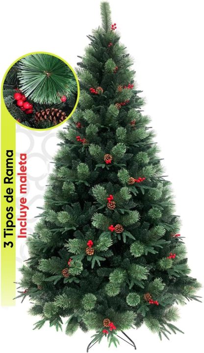BECKON Árbol de Navidad Premium 2.20m Fraser Fir Artego (3 Materiales) Frondoso (1676 Ramas) Pino Artificial Navideño Artego + Maleta/Christmas Tree Decoración navideña (Fraser 220cm)