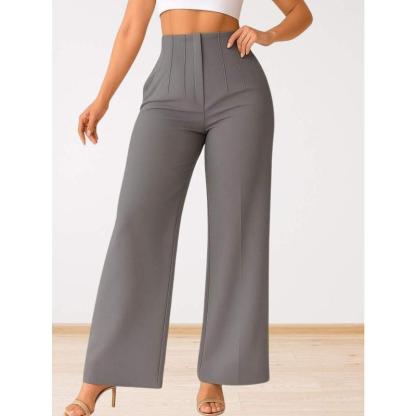 Pantalón Mujer Elegante y Moderno.  Tiro Alto y Pierna Amplia. Tela Ligera y Fresca.