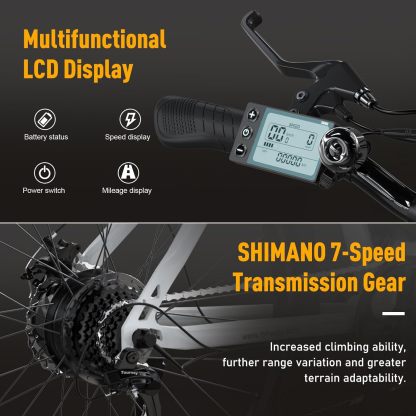 HITWAY - Bicicleta eléctrica para Adultos, Bicicleta E de 26 Pulgadas, 500 W, Bicicleta eléctrica extraíble, 36 V/12 Ah Bicicleta de montaña, Nieve, Playa, con 7 Engranajes