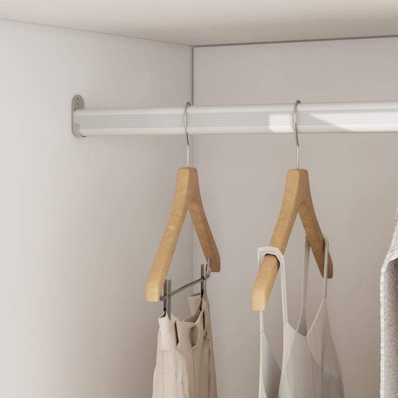 Armario de dormitorio VOWNER con 3 puertas y 4 cajones, espejo, luces RGB, barra para colgar ropa, dormitorio, sala de estar, blanco, negro
