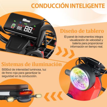 Bicicleta Electrica Moto Electrica Velocidad Máxima 35KM/H,Autonomía 40-45KM,Baterías de Gran Capacidad de 20AH con Alarma