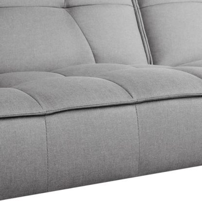 Yaheetech Sofá cama convertible moderno futón sofás, cama plegable y abajo, tela de lino reclinable para sala de estar, color gris-almohada