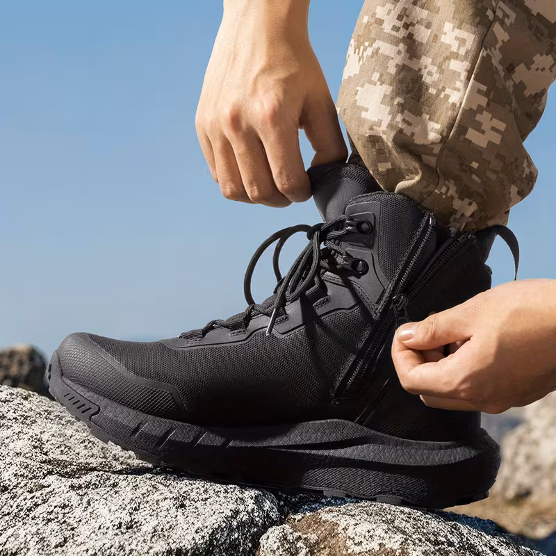   8 botas t&aacute;cticas de senderismo para hombre,   con   acolchada, para  , con cremallera lateral, botas de   para motocicleta, soporte de  ,   de 8 pulgadas Detalles del producto 2
