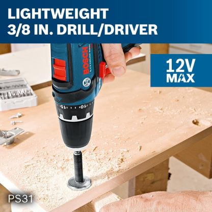 Bosch CLPK22-120 Kit combinado de 2 herramientas de 12 V máx. con Taladro/Atornillador de 3/8", Atornillador de impacto y (2) baterías de 2.0 Ah