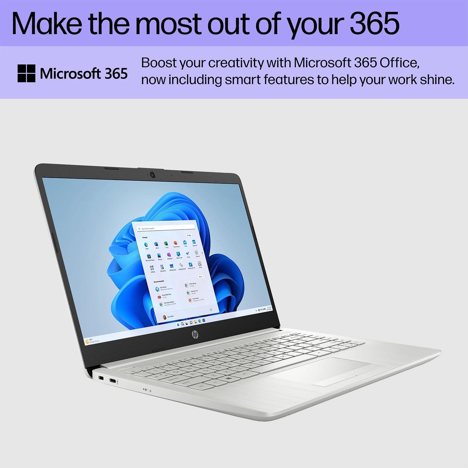 HP - Laptop (incluye 1 año Microsoft 365), pantalla HD de 14 pulgadas, 16 GB de RAM, 64 GB eMMC, Intel Quad-Core N4120, estudiantes y negocios, cámara web, HDMI, Wi-Fi, RJ-45, Windows 11 Home, rosa