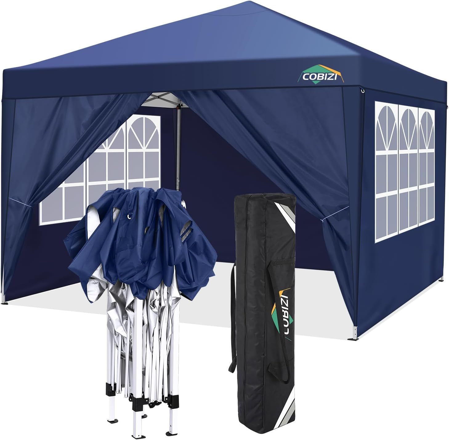 COBIZI - Toldo desplegable de 10 x 10 Pulgadas con Paredes Laterales, Tienda de campaña Resistente con toldo extraíble para Exteriores, Ideal para Bodas, para Todas Las Estaciones, Resistente al