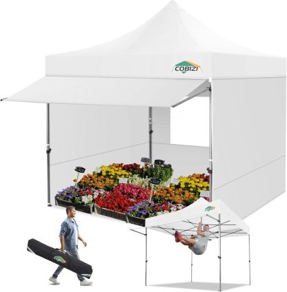 COBIZI - Toldo desplegable de 10 x 10 Pulgadas con Paredes Laterales, Tienda de campaña Resistente con toldo extraíble para Exteriores, Ideal para Bodas, para Todas Las Estaciones, Resistente al