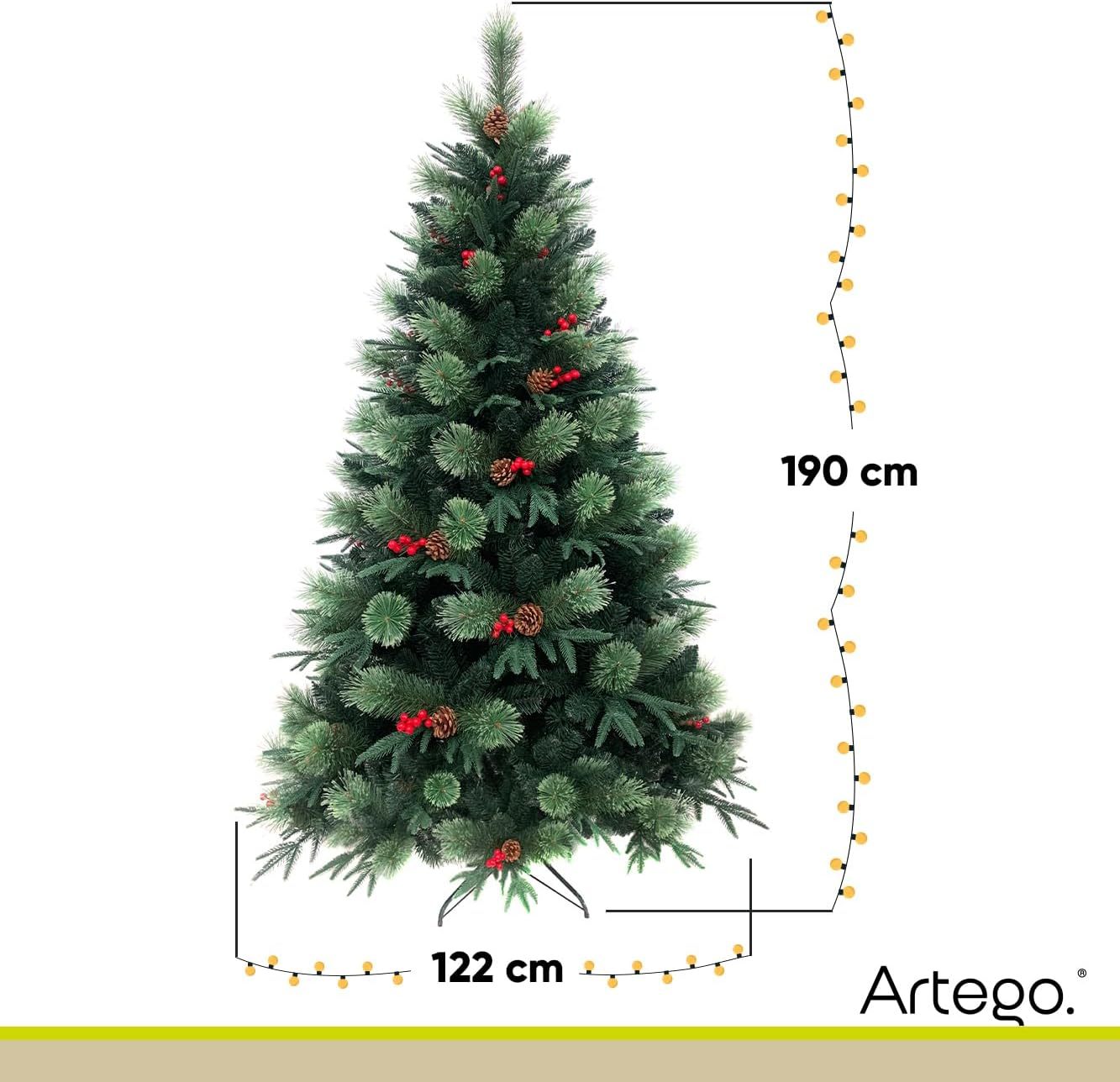 BECKON Árbol de Navidad Premium 2.20m Fraser Fir Artego (3 Materiales) Frondoso (1676 Ramas) Pino Artificial Navideño Artego + Maleta/Christmas Tree Decoración navideña (Fraser 220cm)