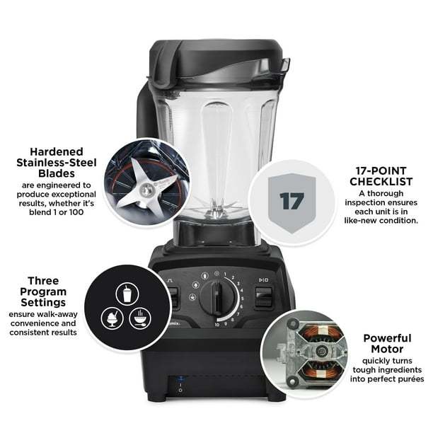 Vitamix Explorian Blender with Programs, Professional-Grade, 64 oz. Low-Profile Container, Slate (Renewed Premium)
