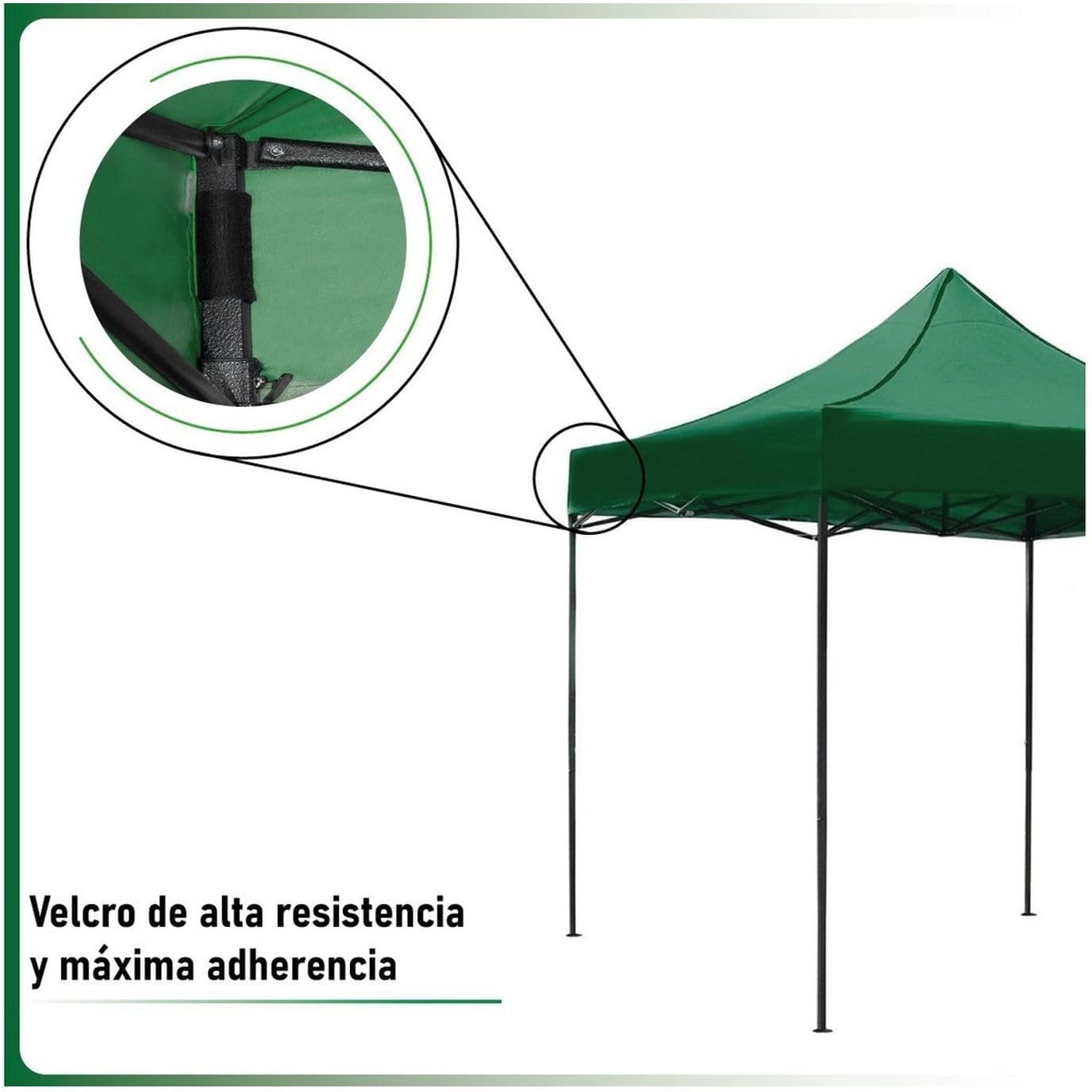 RACK & PACK Carpa 3x3 para Exteriores Lona Jardin Toldo Retractil Estructura de Acero Plegable 3 Ajustes de Altura Impermeabilidad 600D Premium Campismo Facil Armado Fiesta Reunión (Verde)