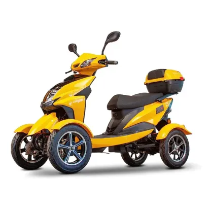 El vehículo recreativo eléctrico de tres ruedas Velocity Fast Deluxe de alto rendimiento está diseñado específicamente para personas mayores. Alcanza una velocidad máxima de 24 km/h y tiene una autonomía de 64 km con una sola carga