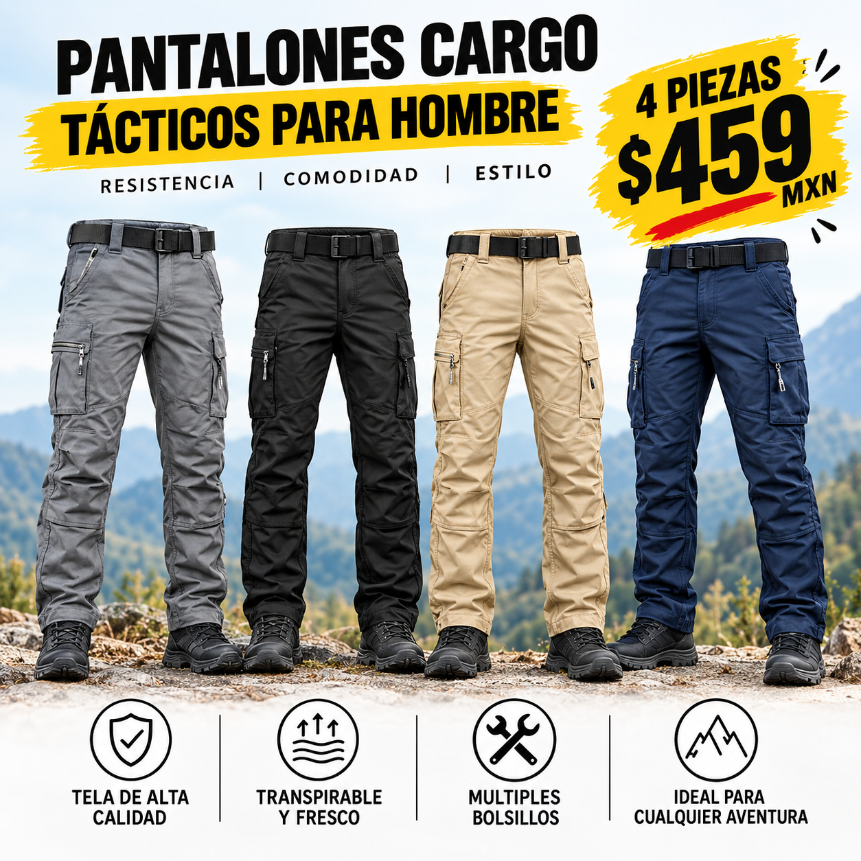 Pantalones cargo tácticos para hombre estilo primavera y otoño, tejido microelástico de alta calidad, suave y transpirable, múltiples bolsillos, adecuados para salidas casuales