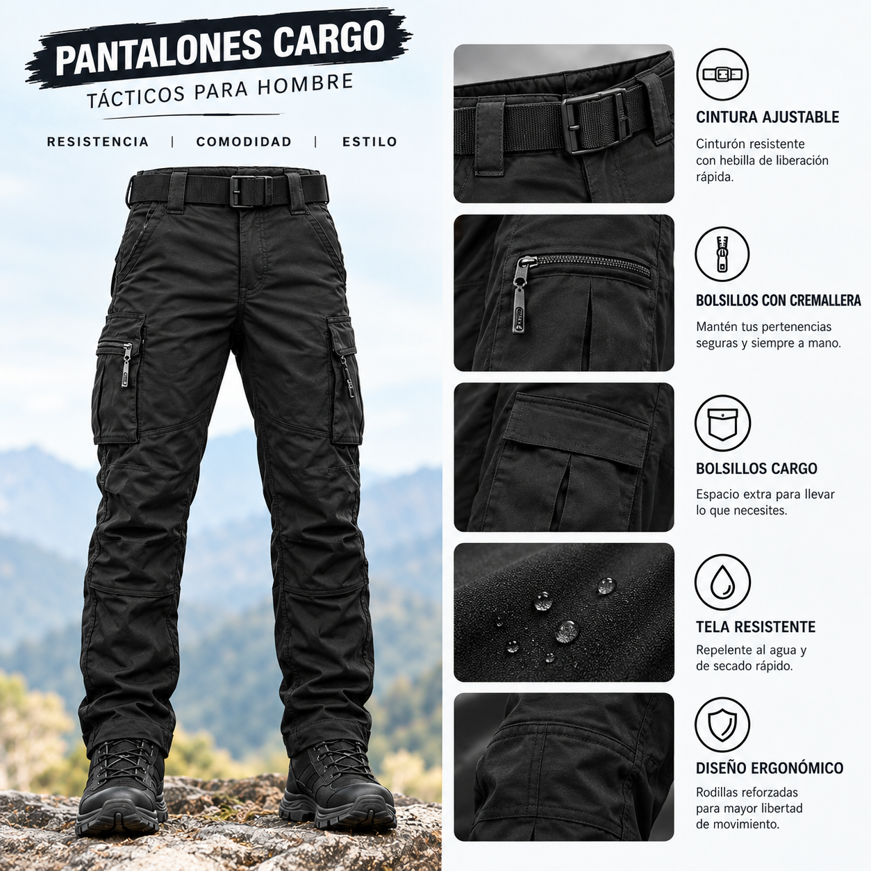 Pantalones cargo tácticos para hombre estilo primavera y otoño, tejido microelástico de alta calidad, suave y transpirable, múltiples bolsillos, adecuados para salidas casuales