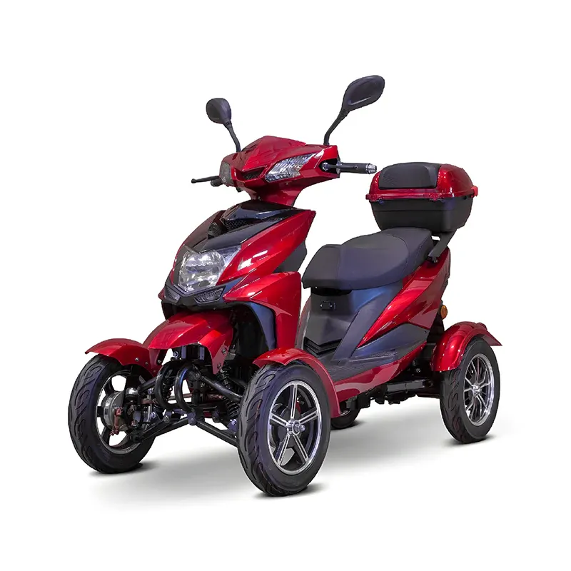 El vehículo recreativo eléctrico de tres ruedas Velocity Fast Deluxe de alto rendimiento está diseñado específicamente para personas mayores. Alcanza una velocidad máxima de 24 km/h y tiene una autonomía de 64 km con una sola carga