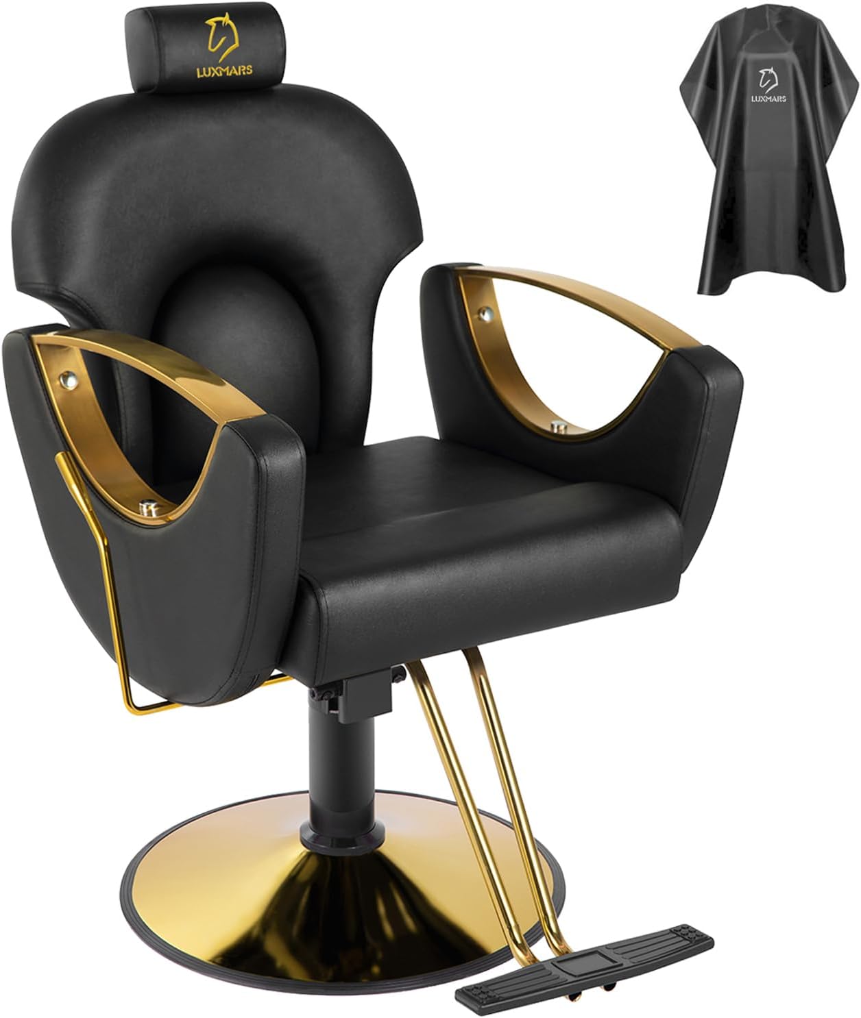 LUXMARS Silla de peluquería reclinable hidráulica, sillas de peluquería, sillas de peluquería giratorias de 360 grados, sillas de corte para peluquería, equipo de champú, color gris