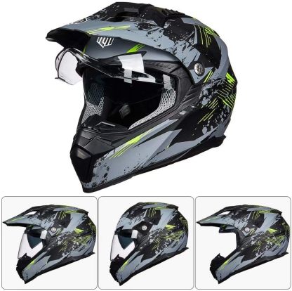 ILM - Casco deportivo doble para motocicleta, visor para el sol, casco para todoterreno, motocross, certificado por el DOT.