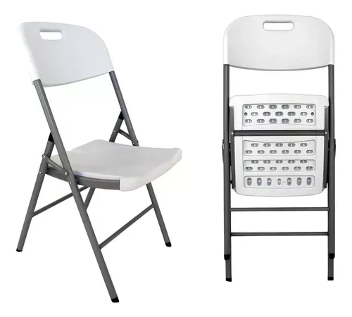 Set 10 Sillas Plegables De Plástico Jardin Fiestas Eventos Color Blanco Set 10 Sillas De Uso Rudo