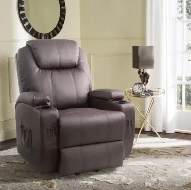 Silla reclinable de piel sintética con función de masaje y calefacción-taza