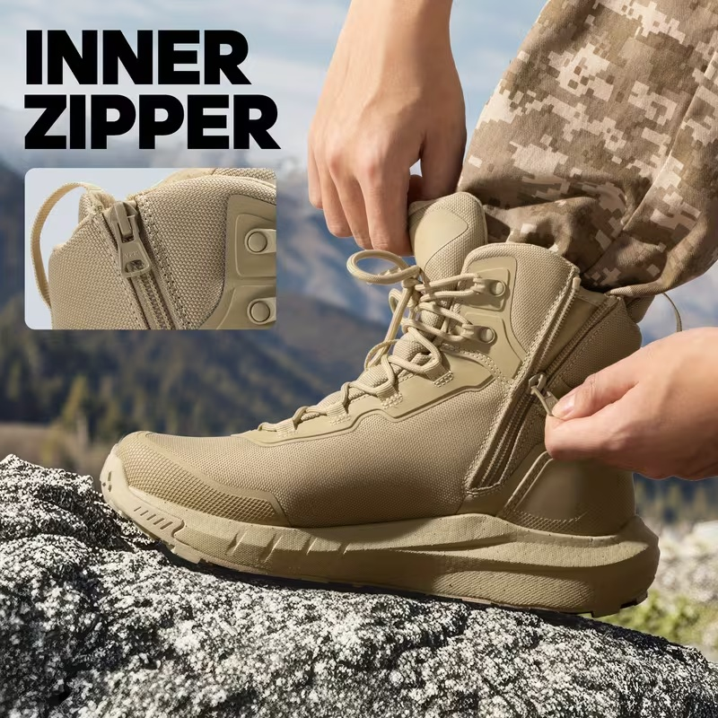 Botas tácticas de senderismo para hombre NORTIV 8, botas ligeras con suela acolchada para trabajo, para todo el día, con cremallera lateral, botas de combate para motocicleta, soporte de arco,