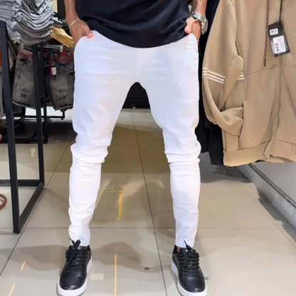 Pantalones casuales de color sólido de corte ajustado para hombre