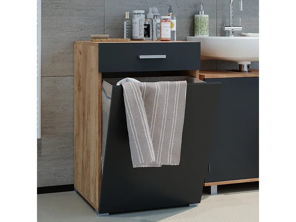 Moderner Badezimmerschrank in Holzoptik, 50x45x78.5 cm-Velessaliving