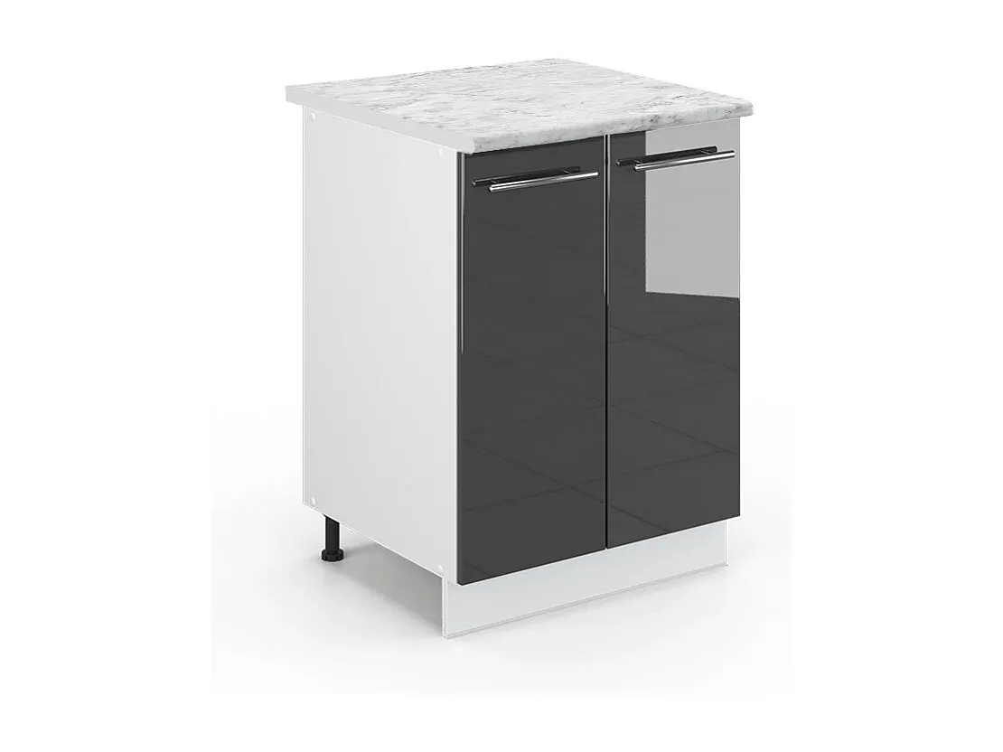 Moderner weißer Küchenunterschrank, Hochglanz, 60x60x82 cm-Velessaliving